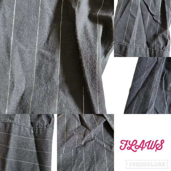 I.N. San Francisco Black Pinstripe Long Sleeve Collared Button Down Blouse Sz M - Picture 7 of 10